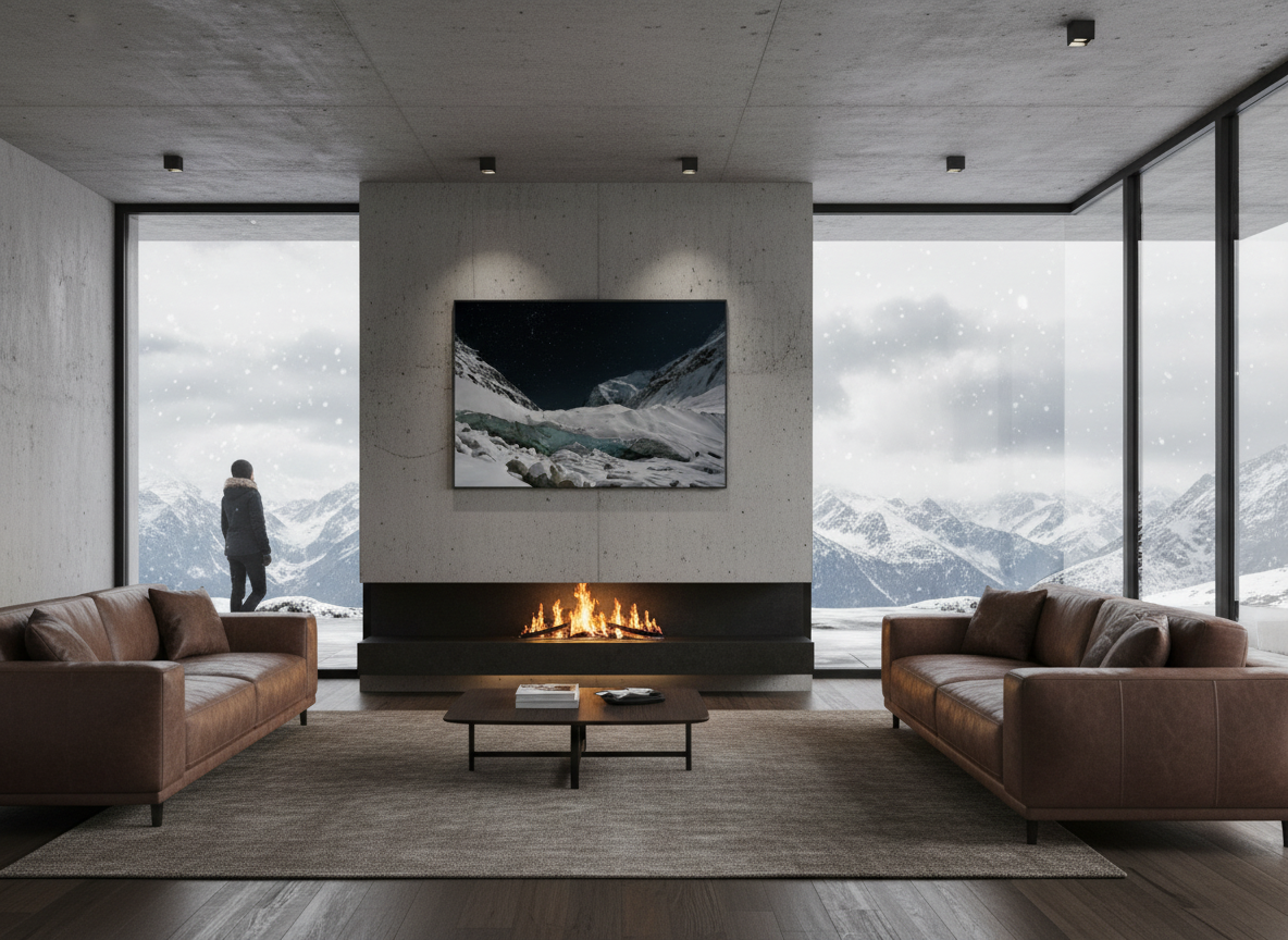 150 x 100 cm, verre acrylique 2mm sur cadre aluminum black 25 mm Le colosse endormi, Zinal, 2024