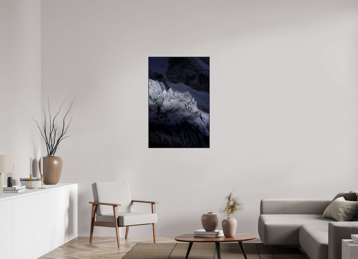 70 x 105 cm, verre acrylique 2mm sur cadre aluminum black 25 mm Cicatrices de glace, glacier de Moiry, 202
