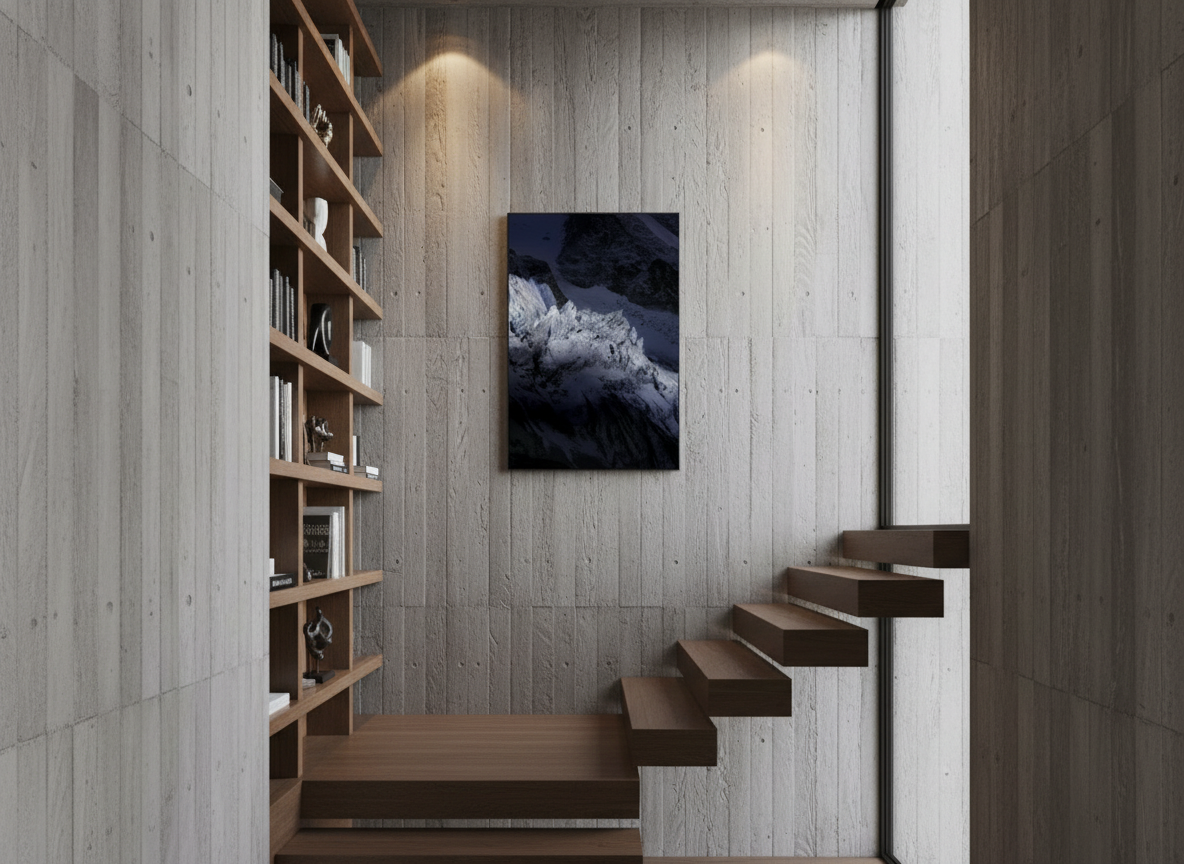 60 x 90 cm, verre acrylique 2mm sur cadre aluminum black 25 mm Cicatrices de glace, glacier de Moiry, 202