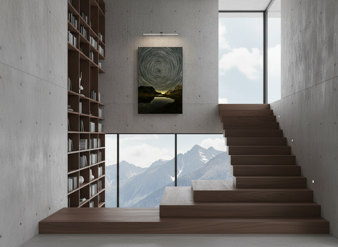 60 x 90 cm, verre acrylique 2mm sur cadre aluminum black 25 mm Rosace d’étoiles au-dessus du Col de Sanetsch, 2025