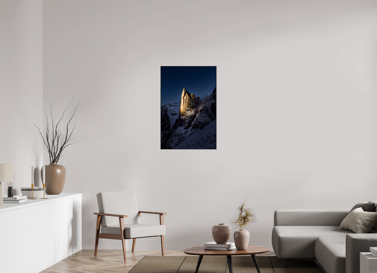 60 x 90 cm, Impression Fine art sur Alu Dibond Clocher du Portalet sur fond bleu, 2025