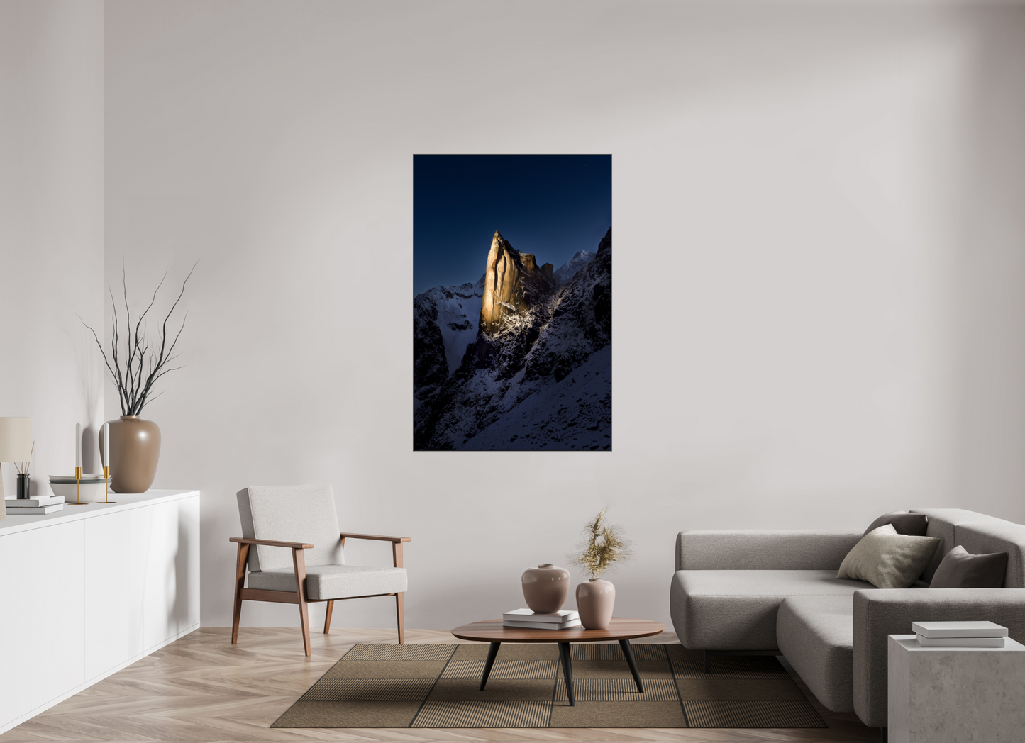 100 x 150 cm, Impression Fine art sur Alu Dibond Clocher du Portalet sur fond bleu, 2025