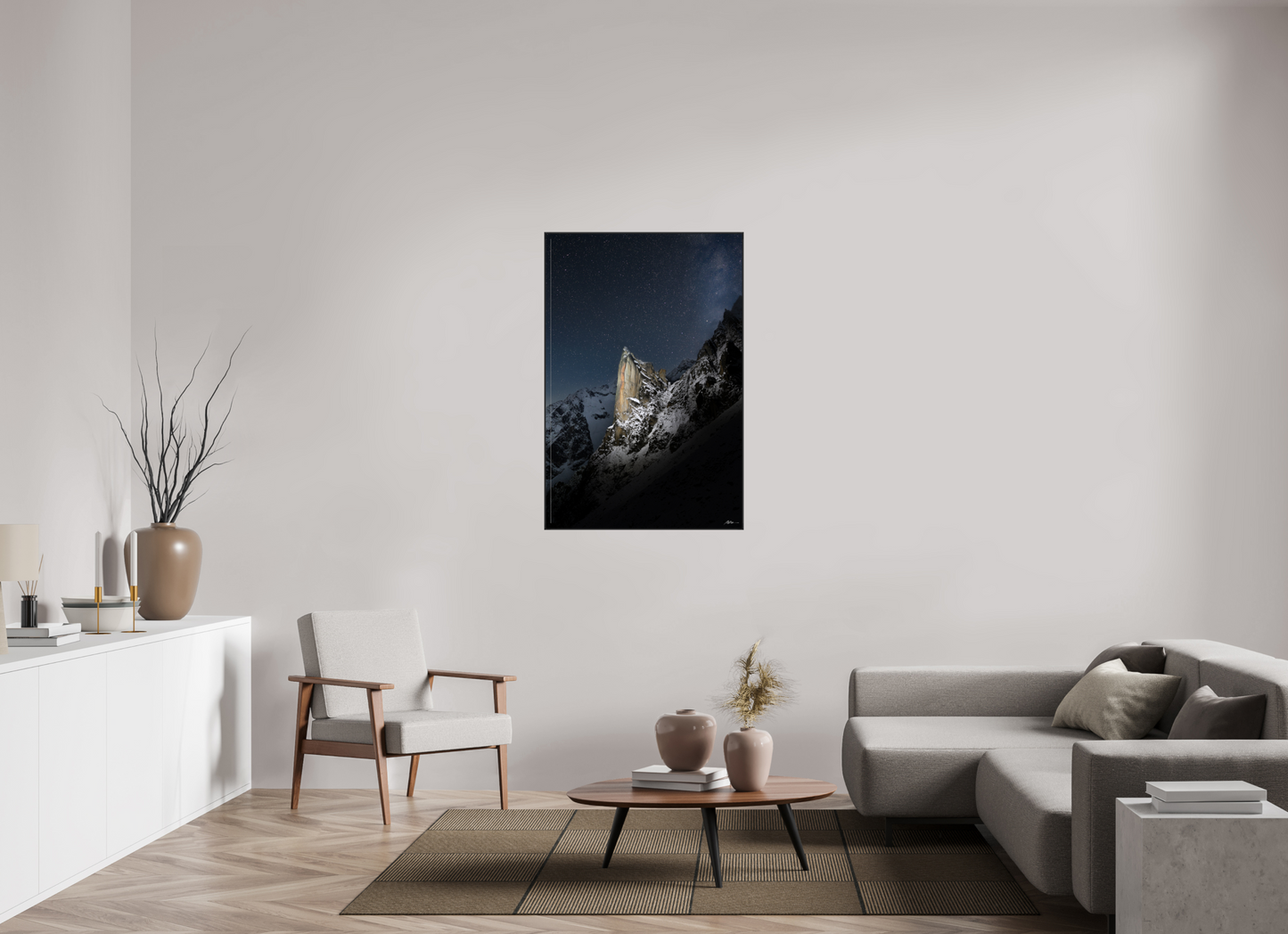 80 x 120 cm, verre acrylique 2mm sur cadre aluminum black 25 mm Voie lactée sur le Massif du Portalet_signēe, 2025